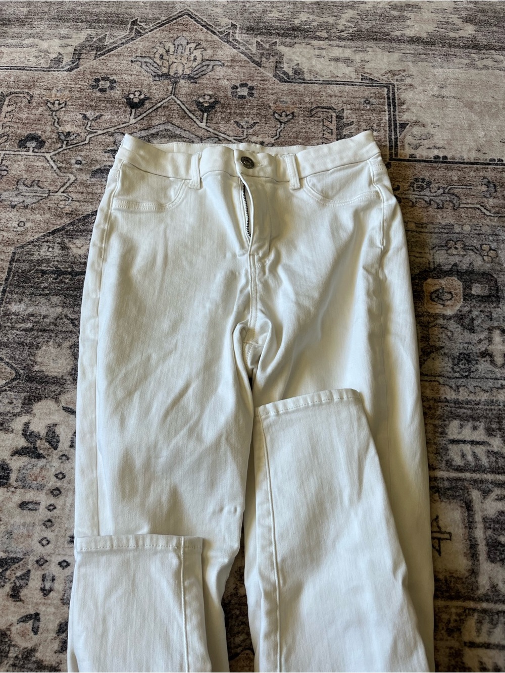 Light Cream High-Rise Straight Leg Jeans